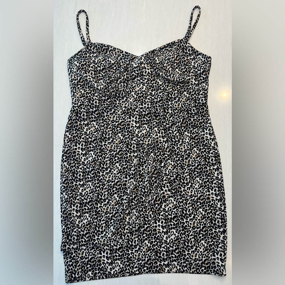 Cheetah Print Bodycon Dress - Size 16/17